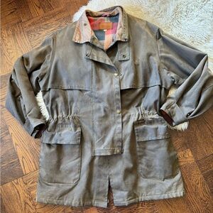 Vintage Koolah Suprema Oilskin Jacket Coat Waxed Tin Cloth 1996 Rustler 3/4
